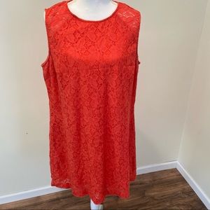 Alex + Alex Orange Lace Size 10 Sleeveless Dress